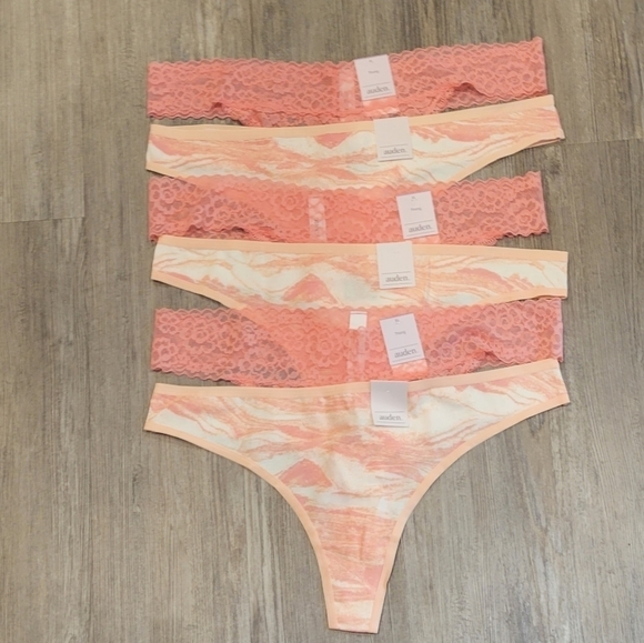 Auden Other - 6 Pack | NWT | Auden Pale Peach & Orange Lace Thong| Size XL